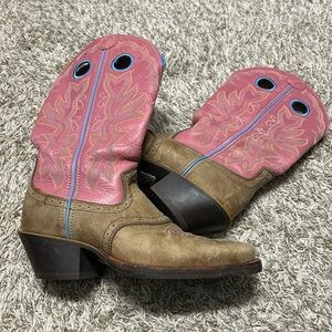 Pink Leather Twisted X Boots